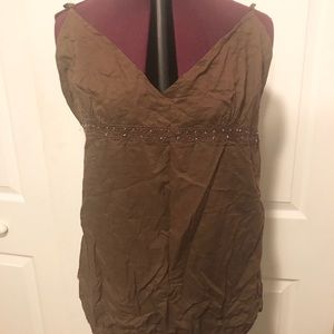Dainty lace Aeropostale brown rhinestone tank top